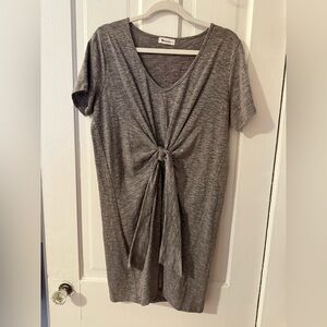 Vernacular Boutique Gray Short Sleeve Tie-Front Shirt Dress Size L